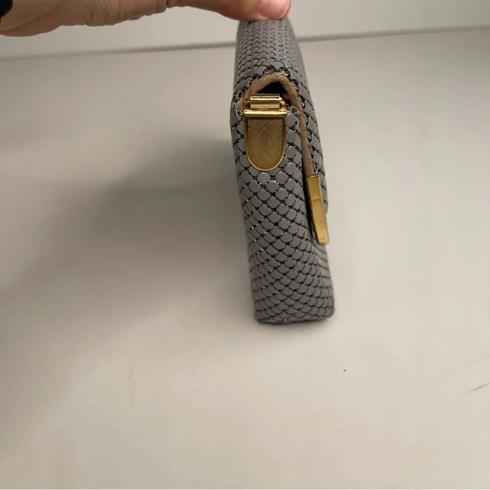 Vintage 70’s Silver Envelope Shoulder Clutch Metal Evening Bag